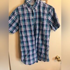 Men’s plaid button short sleeve shirt